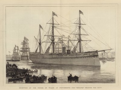 Reception of the Prince of Wales at Portsmouth, the Serapis nearing the Jetty by Joseph Nash